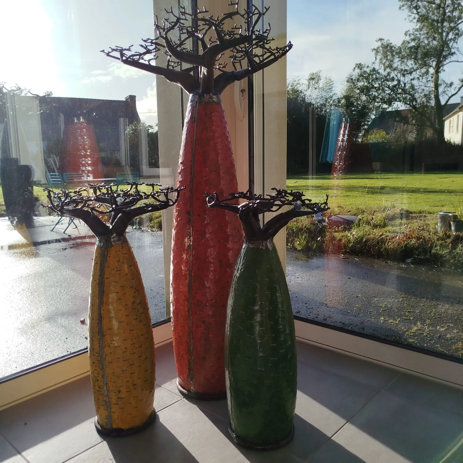 Sculpture de Baobab Orange - 1m10