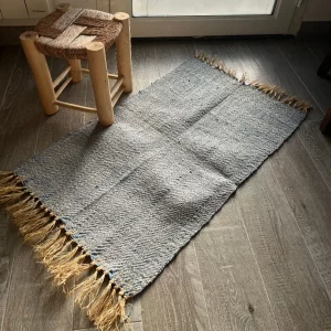Tapis – Raphia & Coton recyclé - Bleu