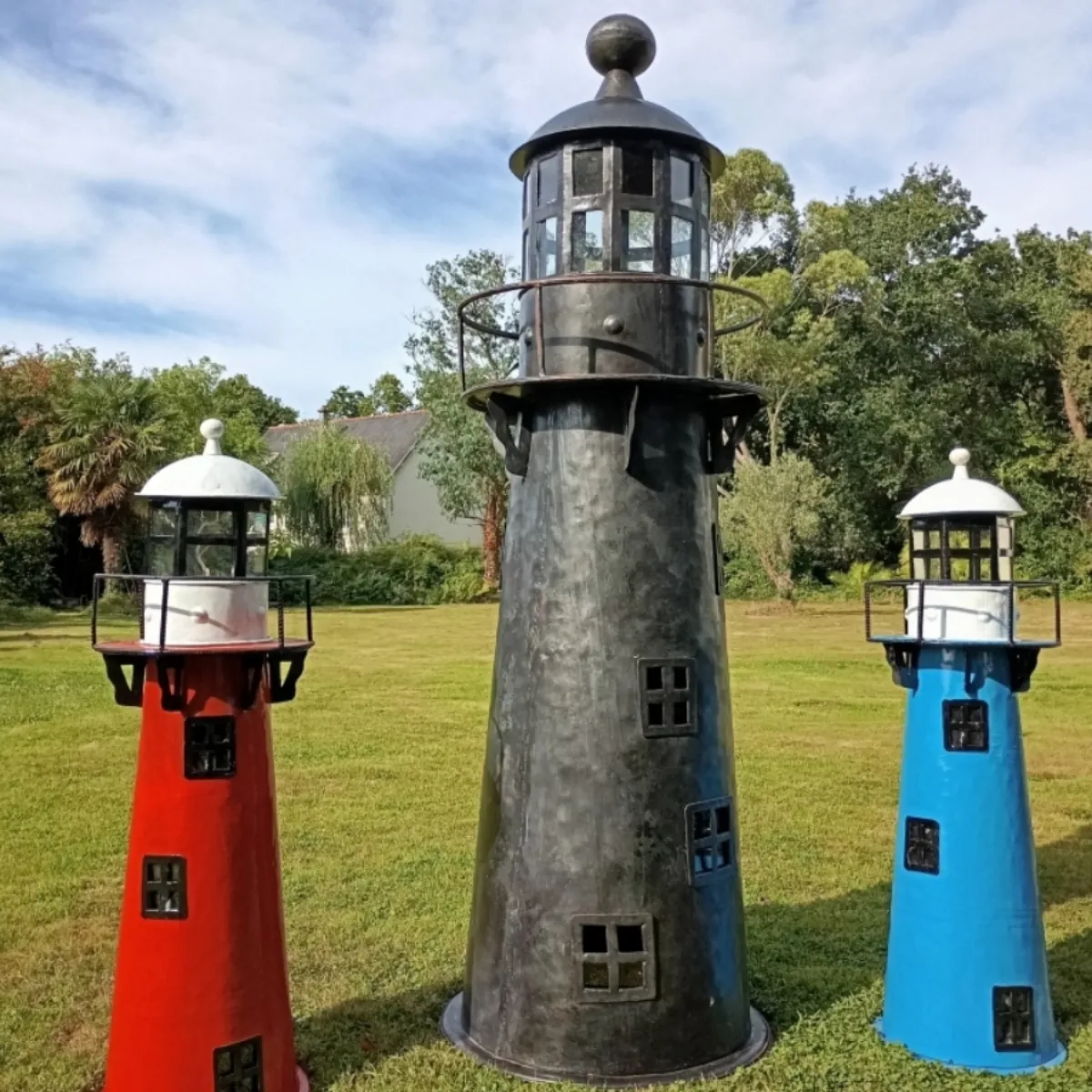 Phare Géant en métal recyclé - Noir
